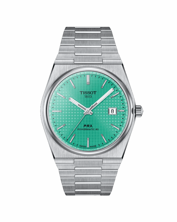 Tissot PRX Powermatic 80 40 mm, bracelet acier, cadran vert claire