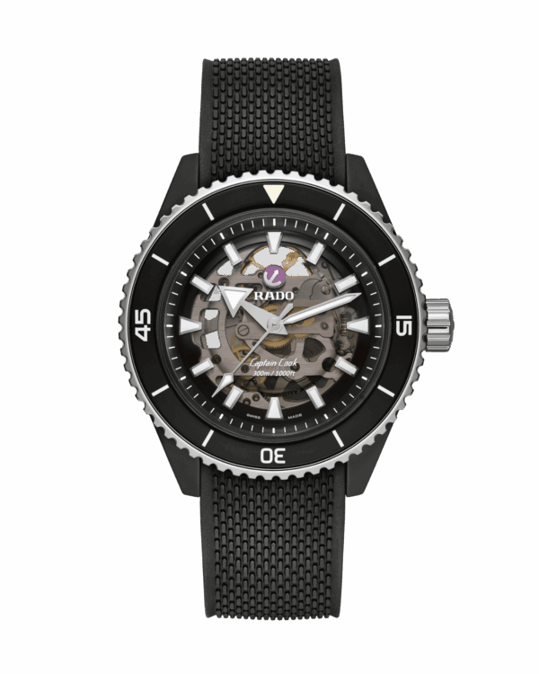 Captain Cook High-Tech Ceramic Skeleton – bracelet caoutchouc Noir