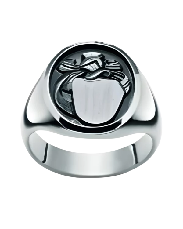 Chevalière ronde motif gravé argent 925 rhodié – Pfalzer